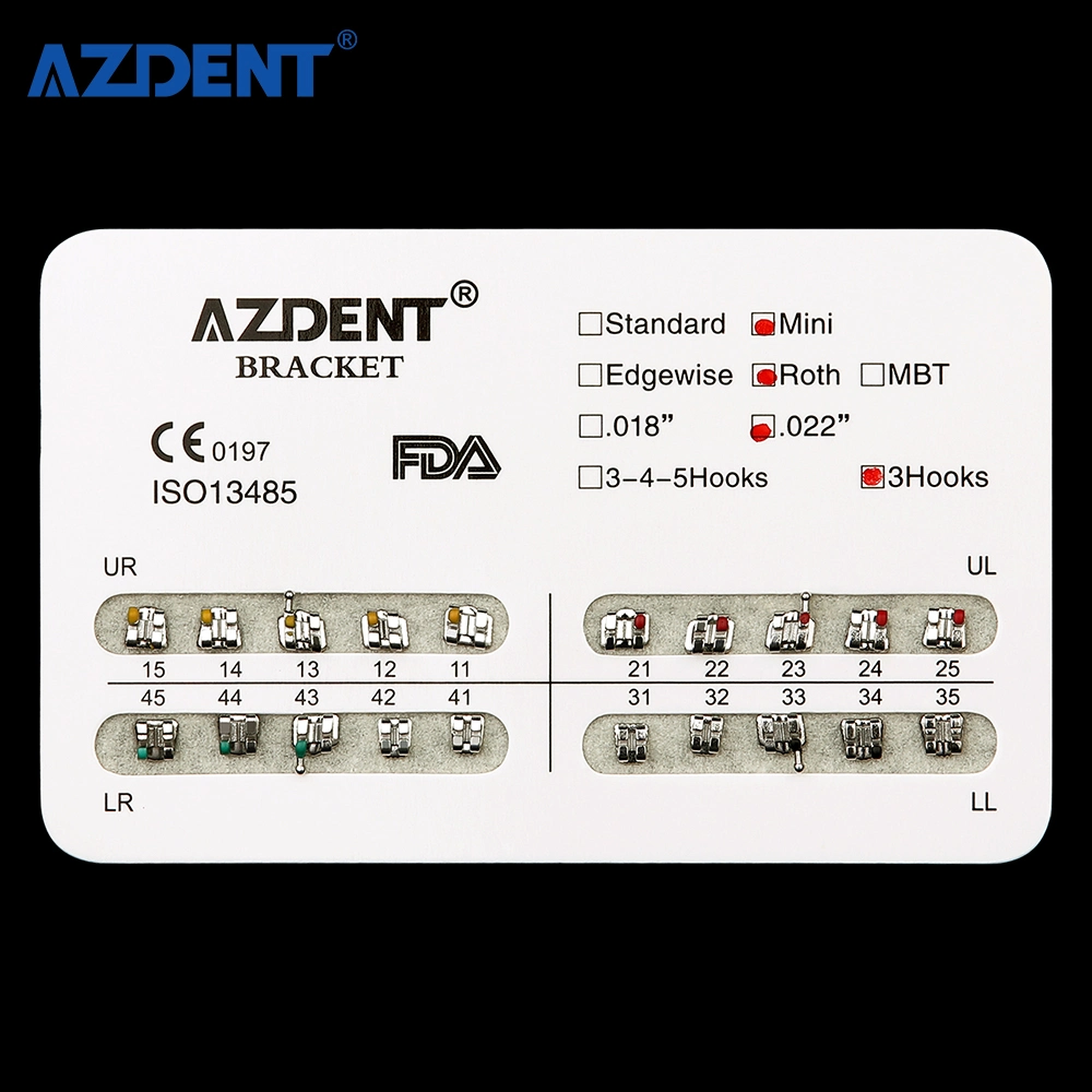 Dental Mini Roth 022 Hooks 3 Bondable Metal Bracket for Orthodontic