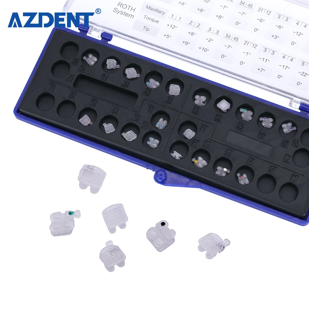 2022 Azdent Dental Widely Used Roth 022 5*5 345hooks Orthodontic Ceramic Bracket