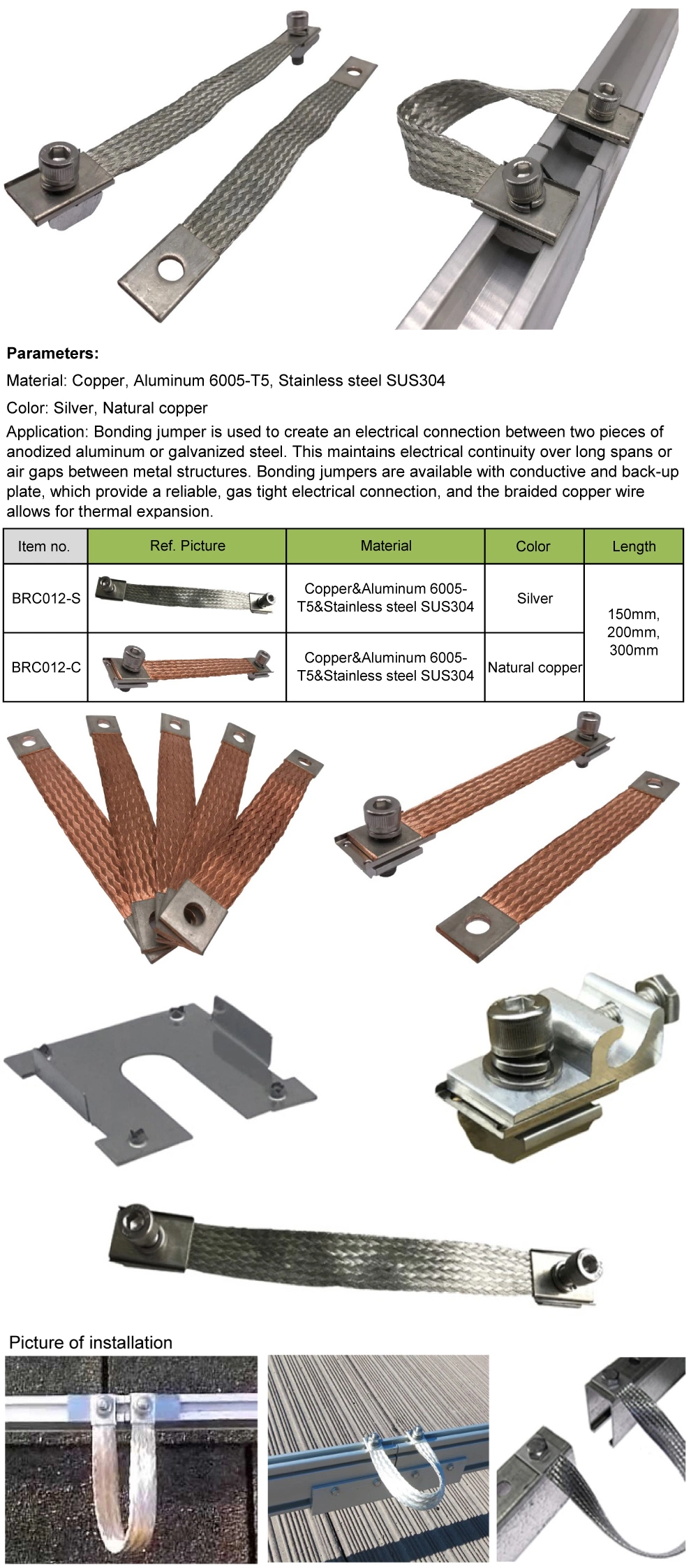 Solar Mounting Copper PV Bonding Jumper for Solar System