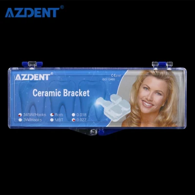 2022 Azdent Dental 広く使用されている Roth 022 5*5 345 フック矯正セラミックブラケット